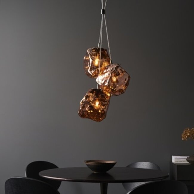 Rock 3lt Pendant - Red copper glass - Factory Second