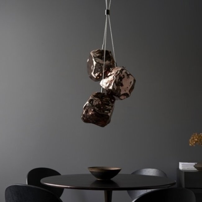 Rock 3lt Pendant - Red copper glass - Factory Second