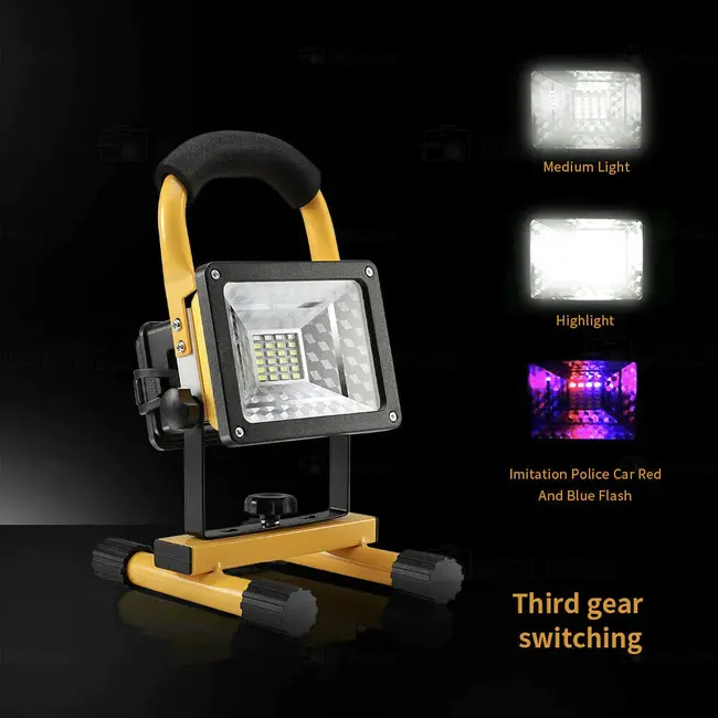 Ener-J 30W rechargeable led floodlight, 7.4V 2200mah, 3.5 to 4H, UK wall charger + car charger, 6000K+R B flash