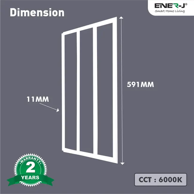 Ener-J Edgelit Borderline LED Panel with Middle Bars 40W 4000 Lumens, 2 Years warranty, 6000K