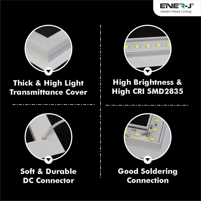 Ener-J Double Square Borderline LED Panel, 60x60 40W 4000 Lumens, 2 Years warranty, 4000K
