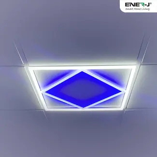 Ener-J Double Square Borderline LED Panel, 60x60 40W 4000 Lumens, 6000K on border and Blue Inside