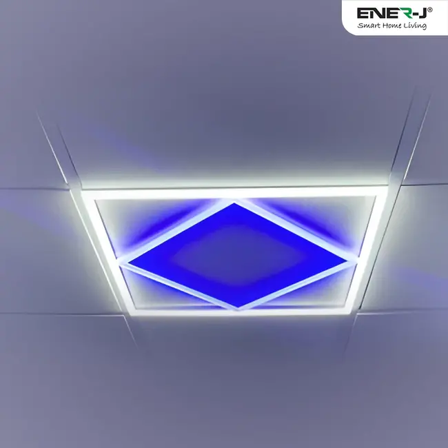 Ener-J Double Square Borderline LED Panel, 60x60 40W 4000 Lumens, 6000K on border and Blue Inside