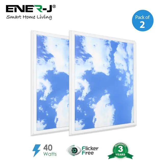 Ener-J SKY Cloud 2D with Borderline LED Backlit Panel, 60x60cms,  40W, 2pcs pack