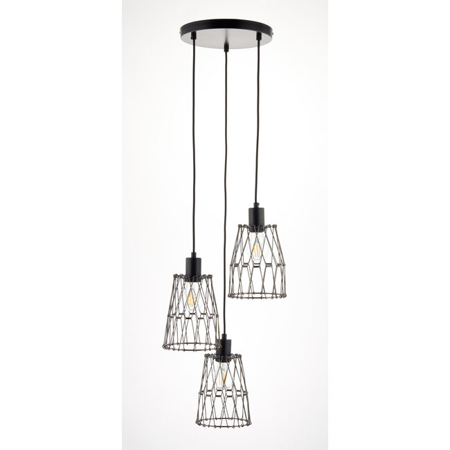 Frances 3lt Pendant Matt Black