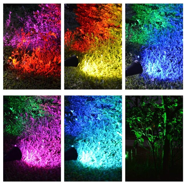 Ener-J 7W Solar Spike Garden Light, 1800 mAh battery, 5.5V 1.5W Solar Panel, IP44, RGB