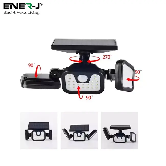Ener-J Solar Wall Light with Sensor, 3 heads, 6.5W with Remote