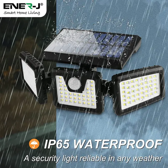Ener-J Solar Wall Light with Sensor, 3 heads, 6.5W with Remote