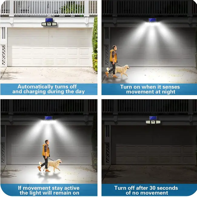 Ener-J Solar Wall Light with Sensor, 3 heads, 6.5W with Remote