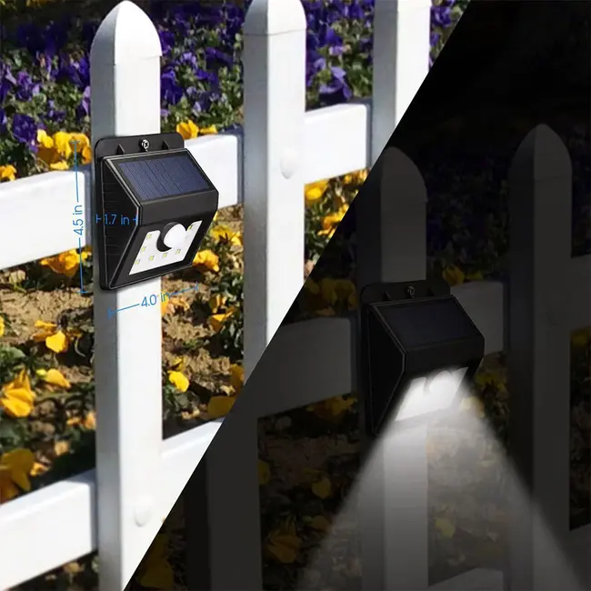 Ener-J SOLAR WALL LIGHT WITH PIR, 8PCS 2835 LED, 1.6W 200 LUMENS, BLACK HOUSING, IP65, 6000K