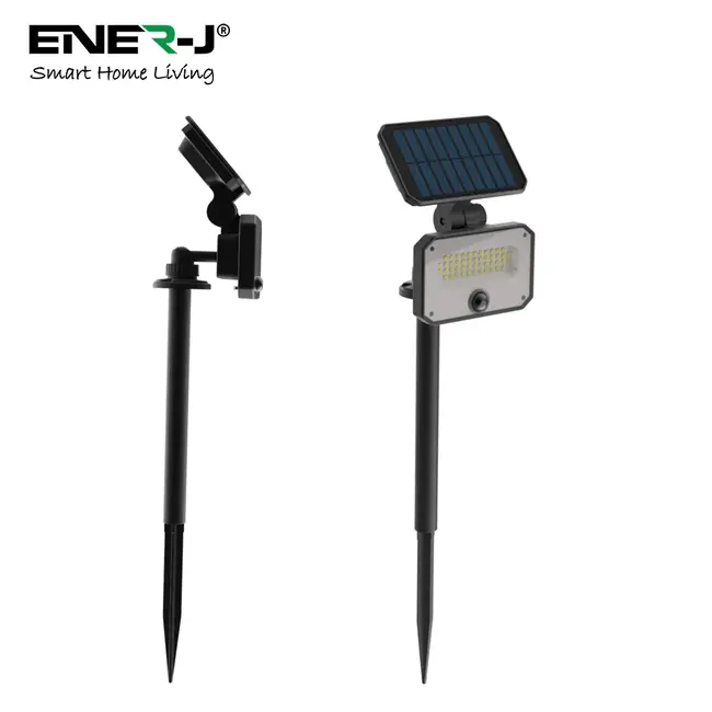 Ener-J 8W PIR Solar Floodlight & Remote with Solar Panel, 6000K