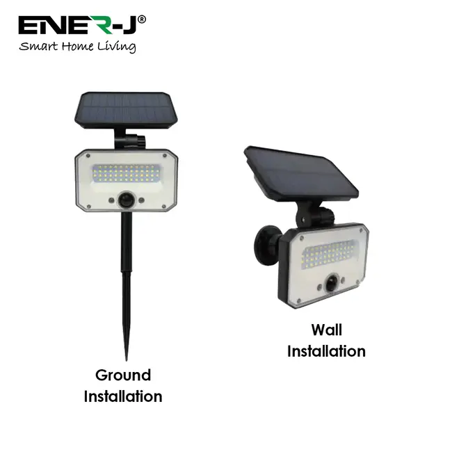 Ener-J 8W PIR Solar Floodlight & Remote with Solar Panel, 6000K