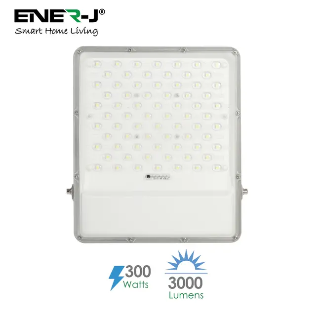 Ener-J 300W LED Floodlights with Solar Panels, 35.5W Solar Panel, 30AH Battery, 3000 lumens