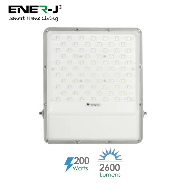 Ener-J 200W LED Floodlights with Solar Panels, 30W Solar Panel, 25AH Battery, 2600 lumens