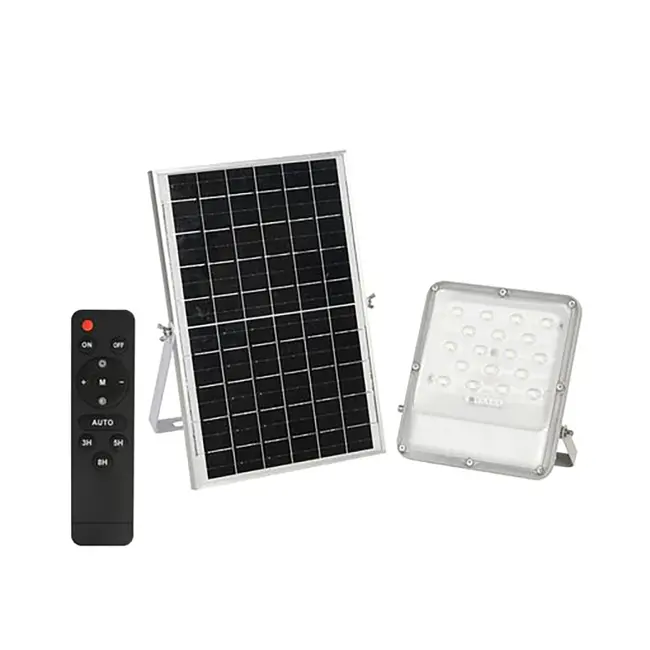Ener-J 50W LED Floodlights with Solar Panels, 12W Solar Panel, 10AH Battery, 1100 lumens