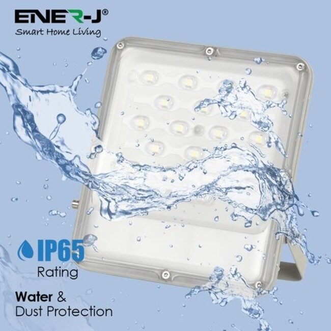 Ener-J 50W LED Floodlights with Solar Panels, 12W Solar Panel, 10AH Battery, 1100 lumens