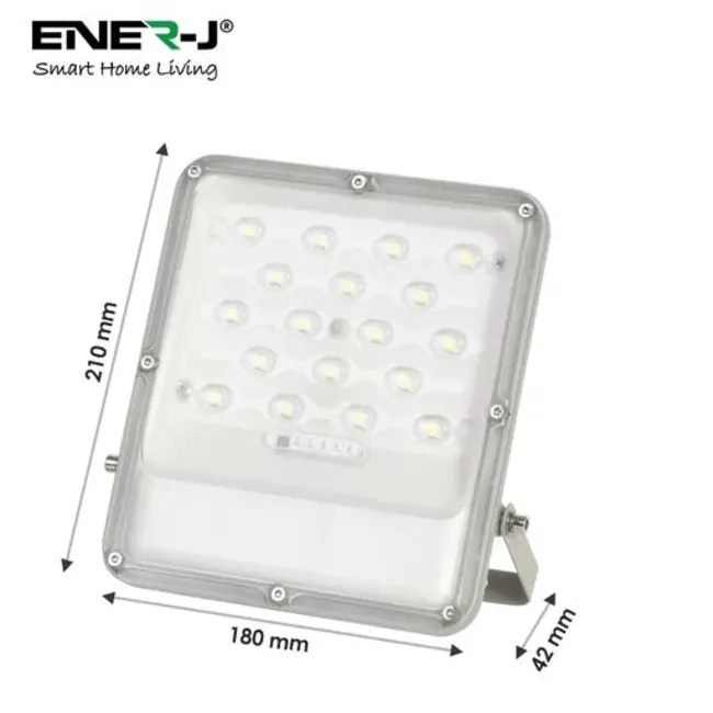 Ener-J 50W LED Floodlights with Solar Panels, 12W Solar Panel, 10AH Battery, 1100 lumens