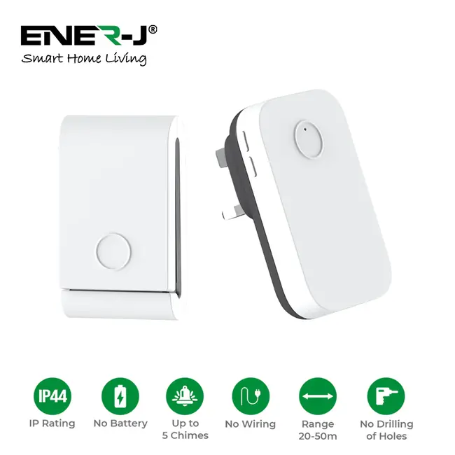 Ener-J Wireless Kinetic Doorbell and Chime with UK Plug