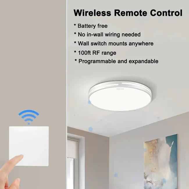 Ener-J 1 Gang Wireless Kinetic Switch + Non-Dimmable Receiver Bundle Kit