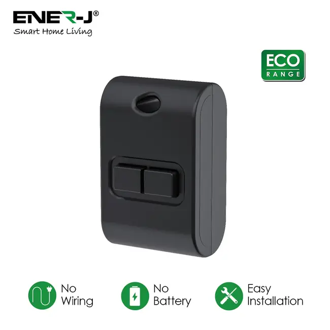 Ener-J Mini FOB Wireless Switch 2 Gang, Black for ECO RANGE