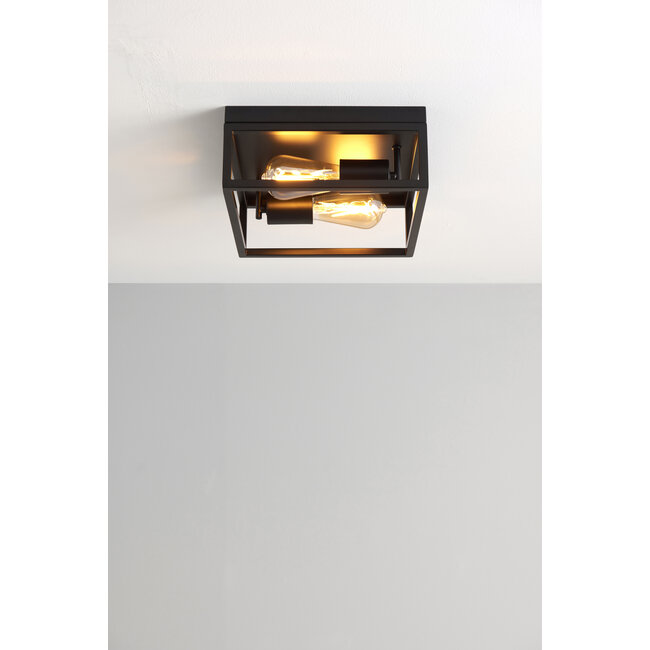 Lodon 2lt IP44 Semi Flush Matt Black