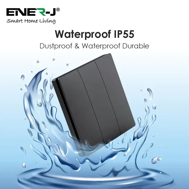 Ener-J 3 Gang Wireless Kinetic Switch, Black