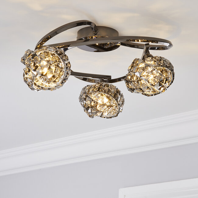 Cecilie 3lt Black Chrome Glass