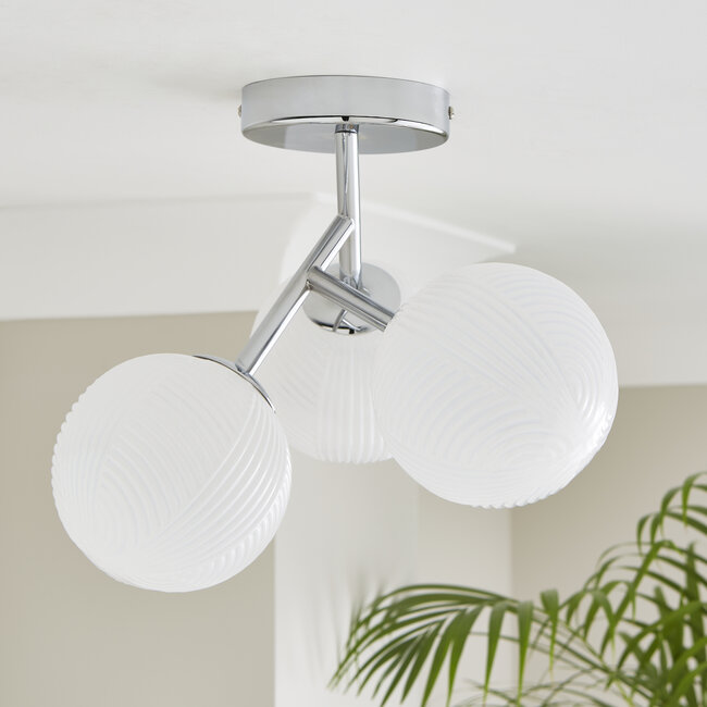 Coven 3 Light Semi Flush Ceiling Fitting Opal