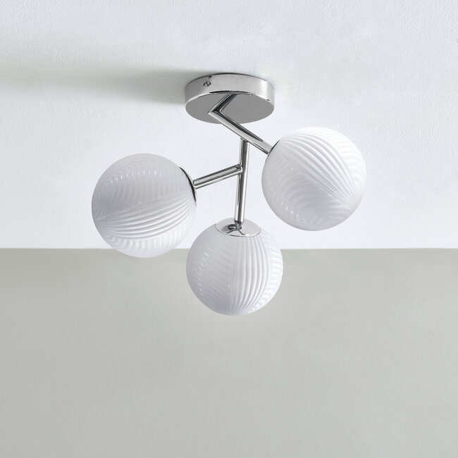 Coven 3 Light Semi Flush Ceiling Fitting Opal