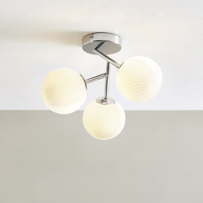 Coven 3 Light Semi Flush Ceiling Fitting Opal