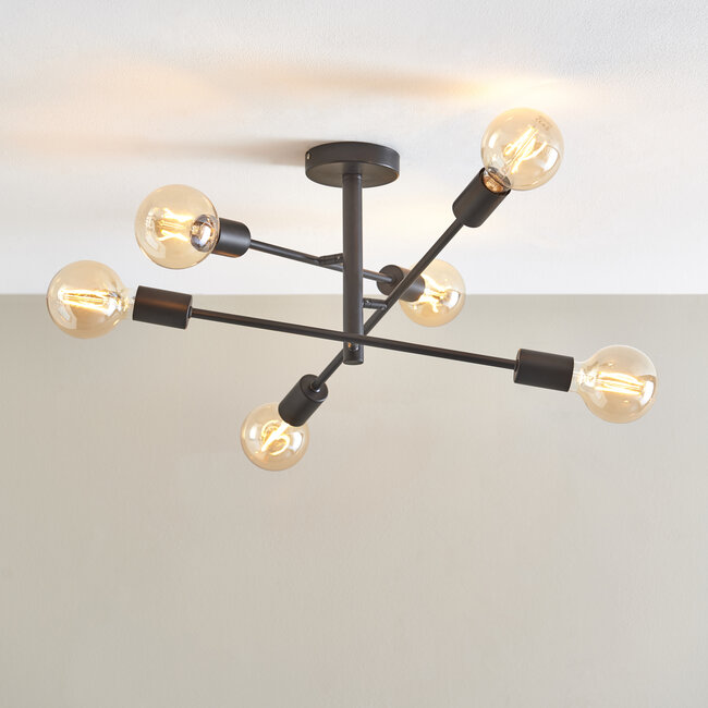 Branch 6 Light Semi Flush Ceiling Fitting Black