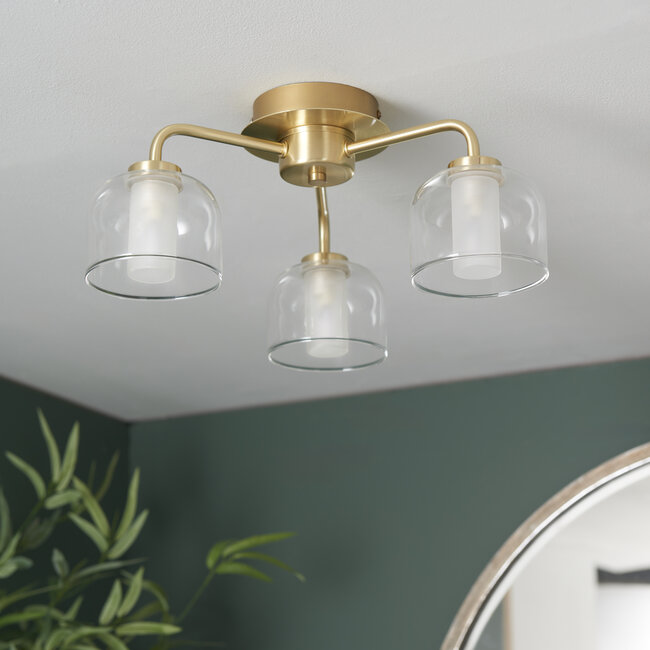 Ava 3lt Semi Flush Satin Gold
