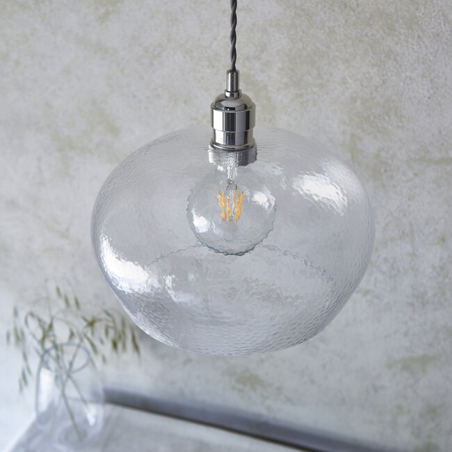 Drop Hammered Med Pendant - B.Nickel