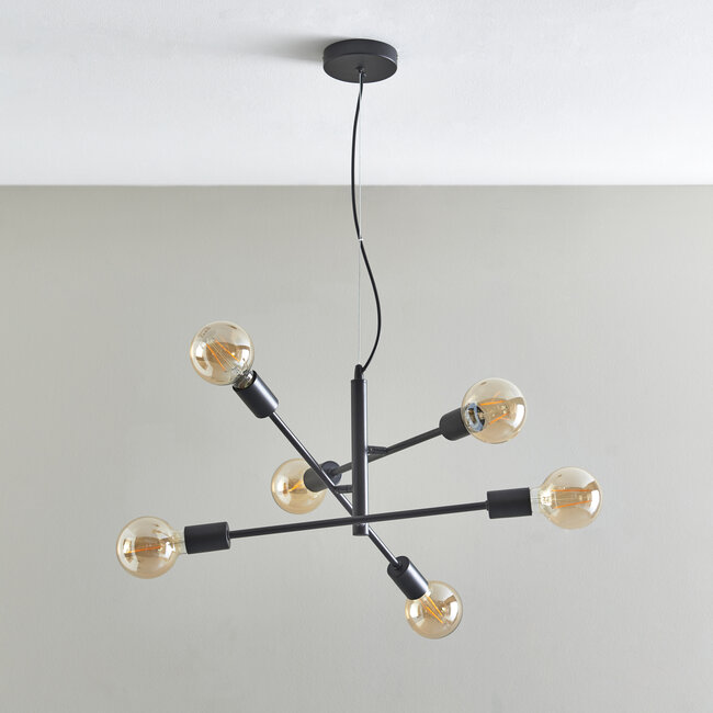 Branch 6 Light Pendant Ceiling Fitting Black