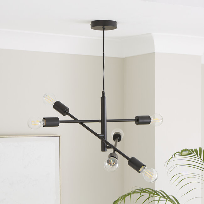 Branch 6 Light Pendant Ceiling Fitting Black