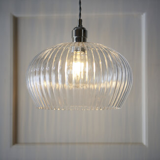 Drop Ribbed Med Pendant - B.Nickel
