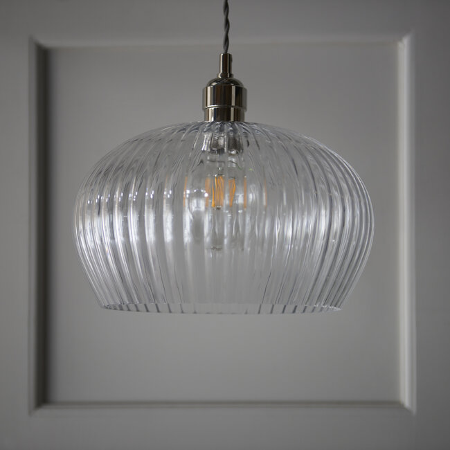 Drop Ribbed Med Pendant - B.Nickel
