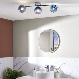 Torbay Bathroom 3 Light Semi Flush Blue