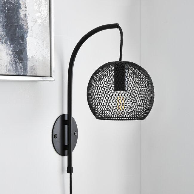 Harrietta Swing Arm Plug In Wall Light Black