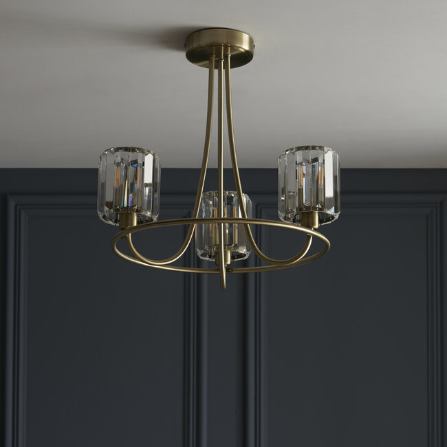Berenice 3lt Semi Flush - Ant Brass