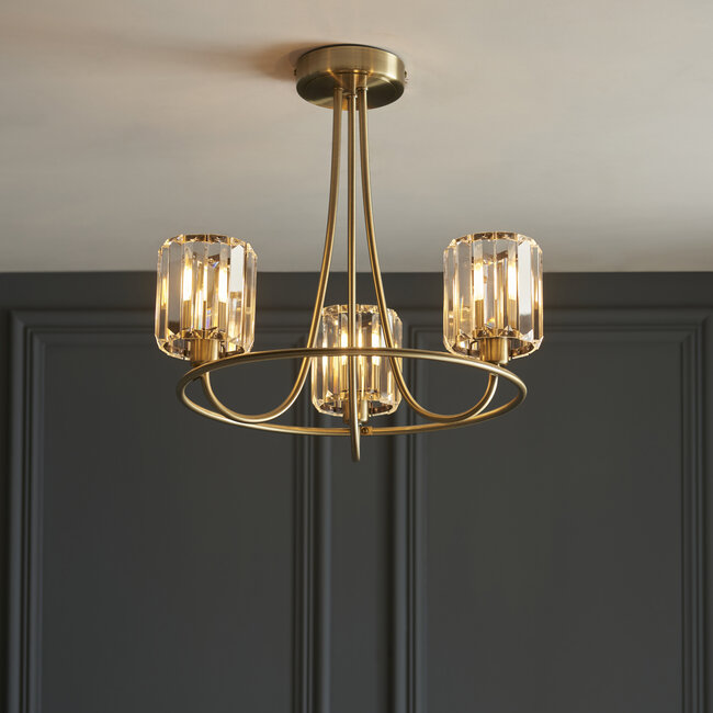 Berenice 3lt Semi Flush - Ant Brass