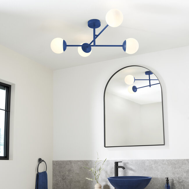 Tosia Bathroom 4 Lt Ceiling Fitting Blue