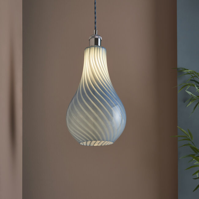 Candy Stripe Glass Easy fit Pendant Blue