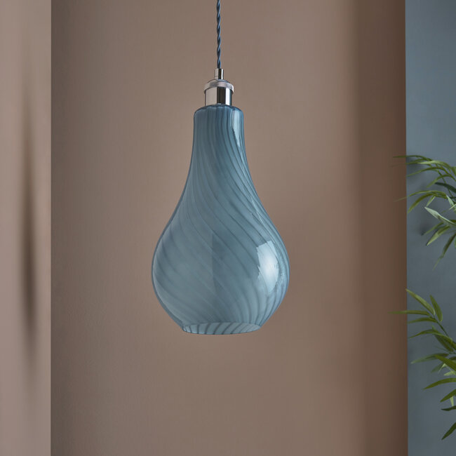 Candy Stripe Glass Easy fit Pendant Blue