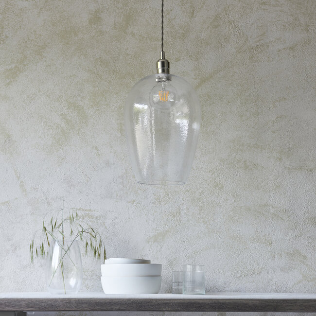 Drop Hammered Lrg Pendant - B.Nickel