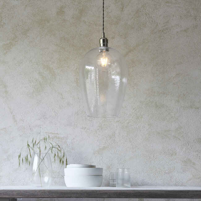 Drop Hammered Lrg Pendant - B.Nickel