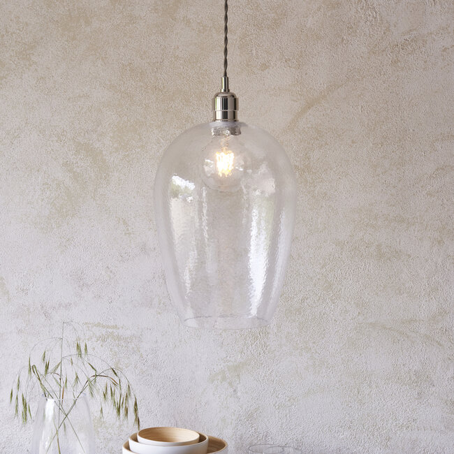 Drop Hammered Lrg Pendant - B.Nickel