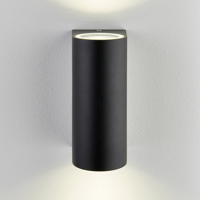 Round block outdoor up and down wall light black