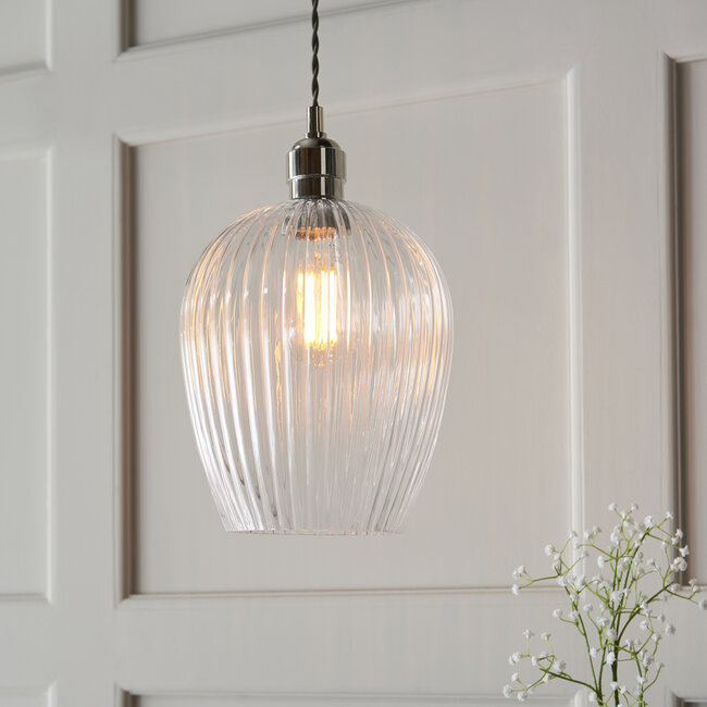 Drop Ribbed Sml Pendant - B.Nickel