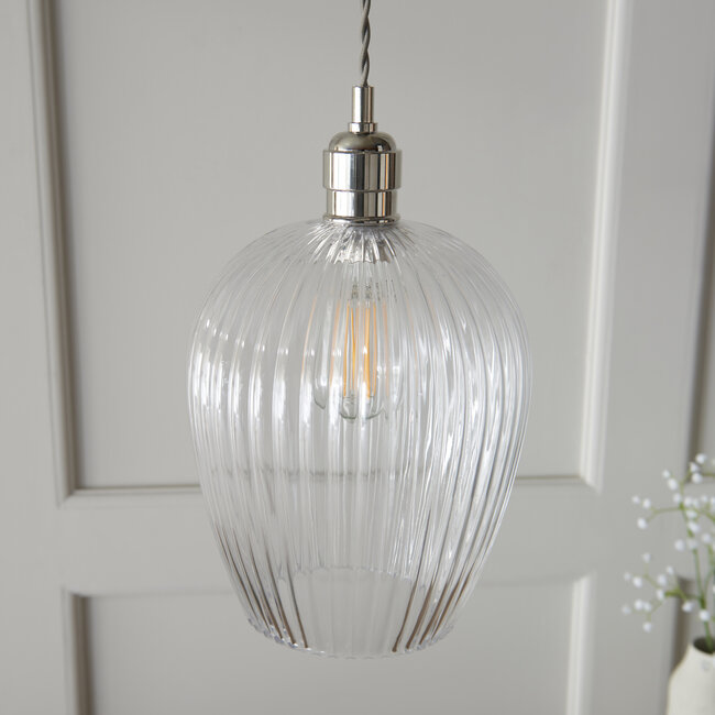 Drop Ribbed Sml Pendant - B.Nickel